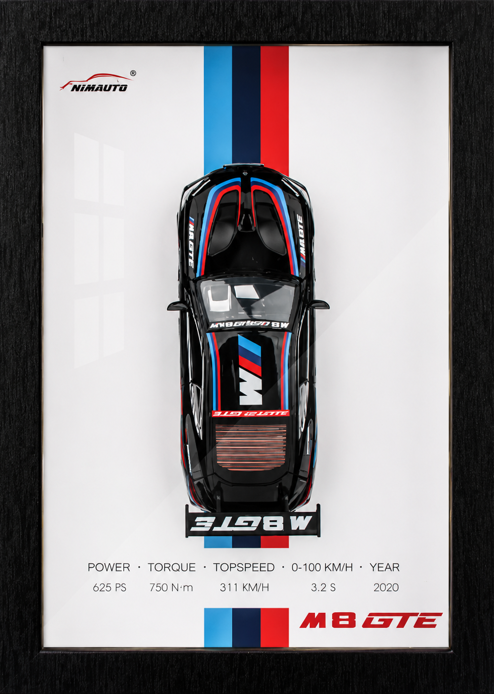 BMW M8 GTE 1:32 Die-Cast 3D Shadow Box