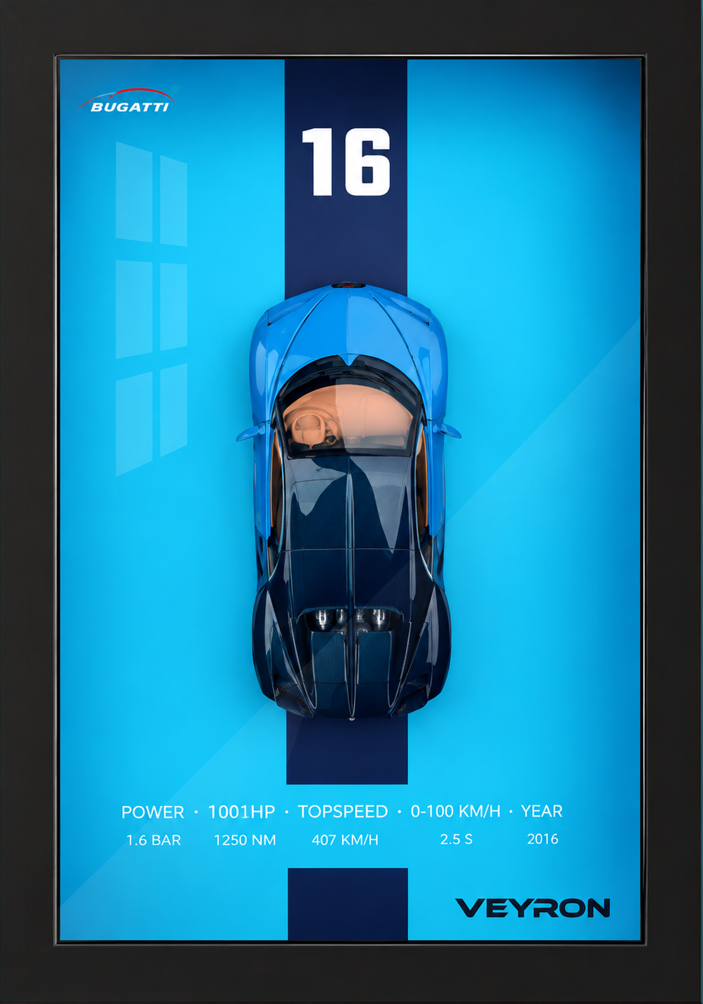 Bugatti Veyron 16.4 1:32 Die-Cast 3D Shadow Box