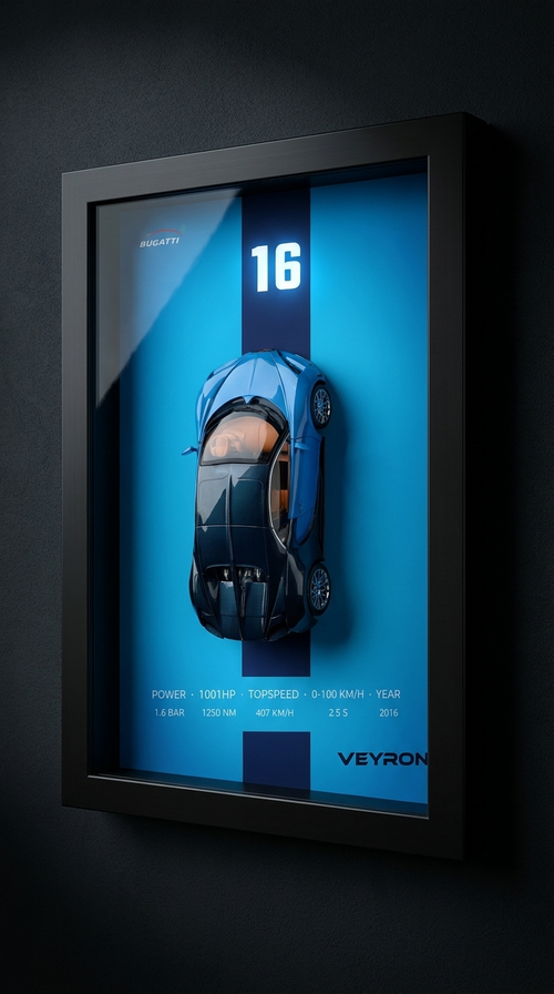 Bugatti Veyron 16.4 3D Shadow Box Ad