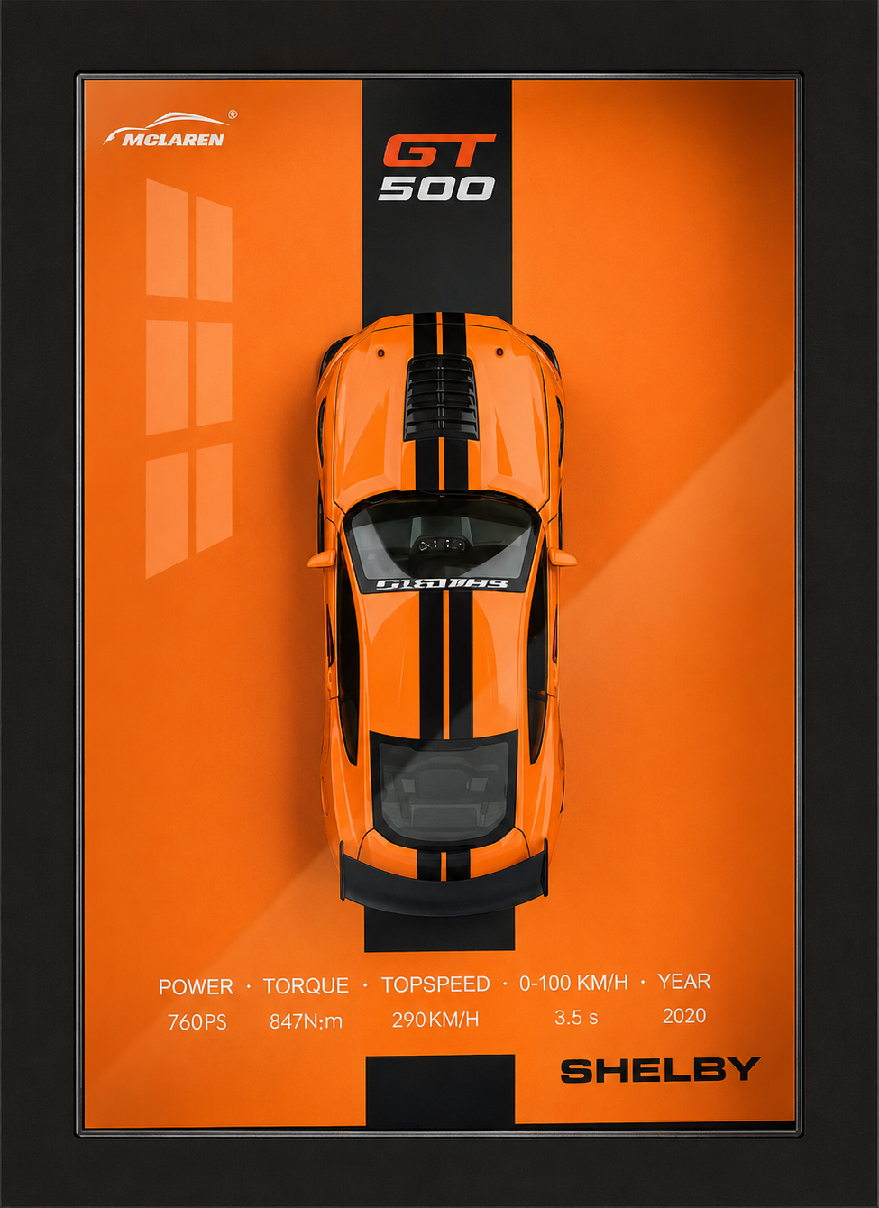 Shelby GT500 Mustang 1:32 Die-Cast 3D Shadow Box